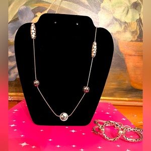 LONG SILVER CHAIN & BRACELET/BANGLE  SET